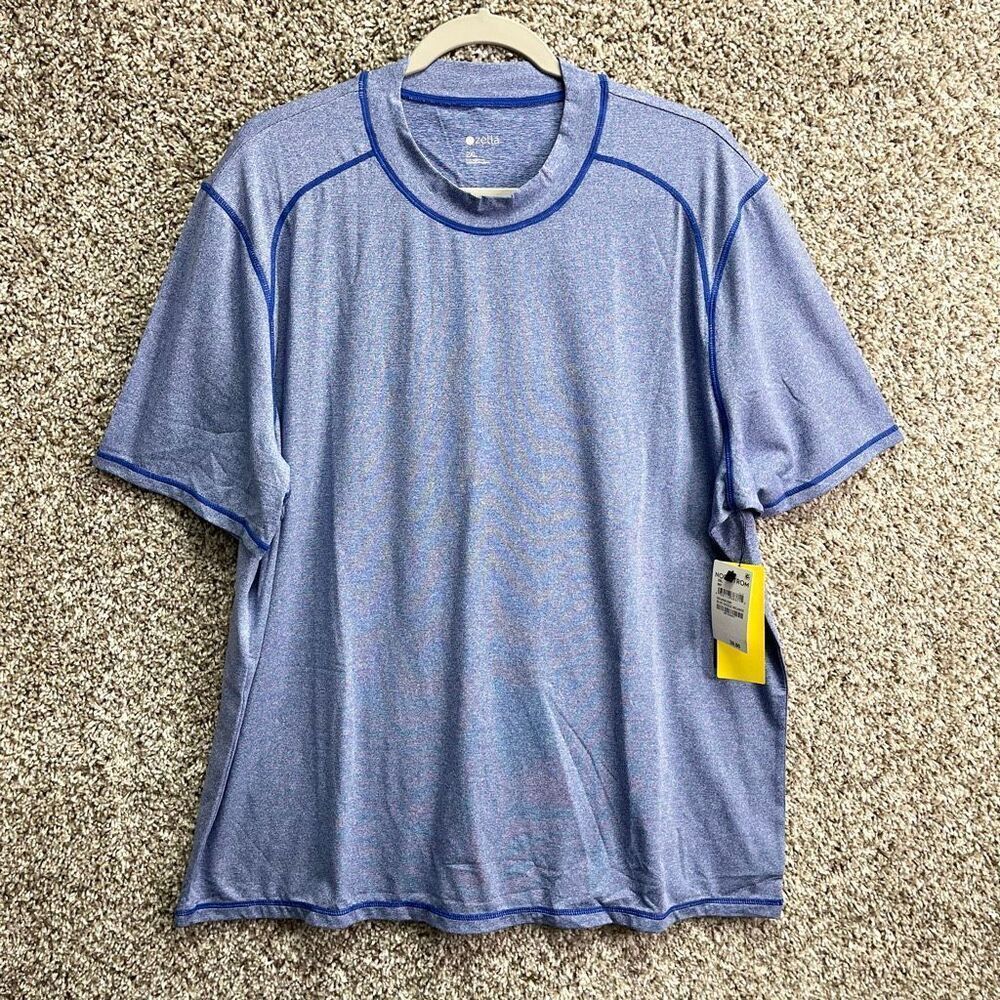 Zella T-Shirt Men’s 3XL Blue Dazzle Melange Short Sleeve Low Compression NWT